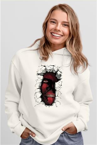 Attack On Titan Baskılı Unisex Siyah Hoodie