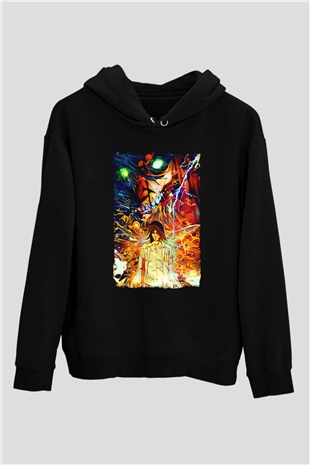Attack On Titan Baskılı Unisex Siyah Hoodie