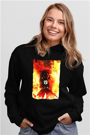 Attack On Titan Baskılı Unisex Siyah Hoodie