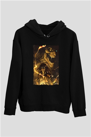Attack On Titan Baskılı Unisex Siyah Hoodie