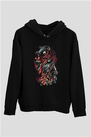 Attack On Titan Baskılı Unisex Siyah Hoodie