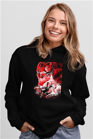 Attack On Titan Baskılı Unisex Siyah Hoodie