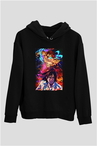 Attack On Titan Baskılı Unisex Siyah Hoodie