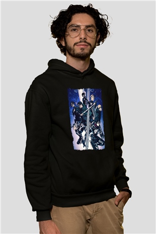 Attack On Titan Baskılı Unisex Siyah Hoodie
