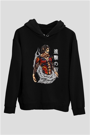 Attack On Titan Baskılı Unisex Siyah Hoodie