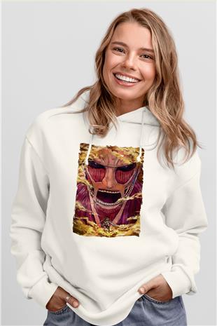 Attack On Titan Baskılı Unisex Siyah Hoodie