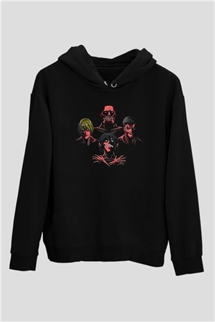Attack On Titan Baskılı Unisex Siyah Hoodie