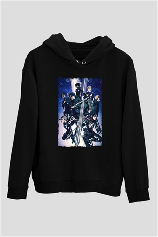 Attack On Titan Baskılı Unisex Siyah Hoodie