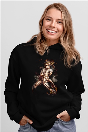 Attack On Titan Baskılı Unisex Siyah Hoodie