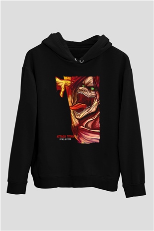 Attack On Titan Baskılı Unisex Siyah Hoodie