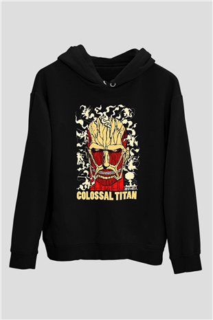 Attack On Titan Baskılı Unisex Siyah Hoodie