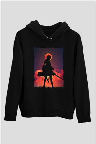 Attack On Titan Baskılı Unisex Siyah Hoodie