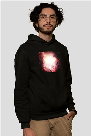 Attack On Titan Baskılı Unisex Siyah Hoodie