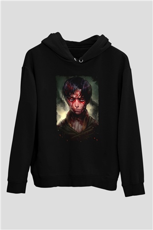 Attack On Titan Baskılı Unisex Siyah Hoodie