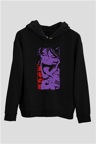 Attack On Titan Baskılı Unisex Siyah Hoodie