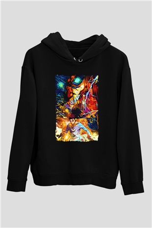 Attack On Titan Baskılı Unisex Siyah Hoodie
