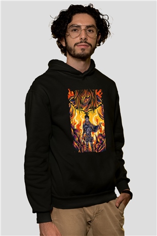 Attack On Titan Baskılı Unisex Siyah Hoodie