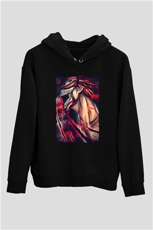 Attack On Titan Baskılı Unisex Siyah Hoodie