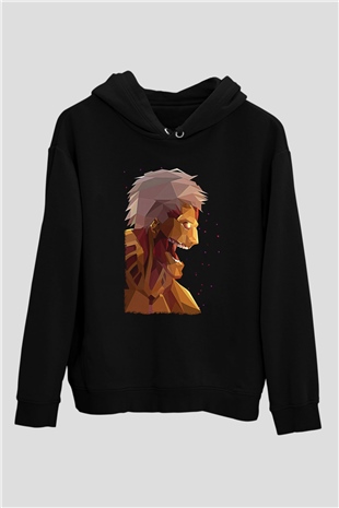 Attack On Titan Baskılı Unisex Siyah Hoodie