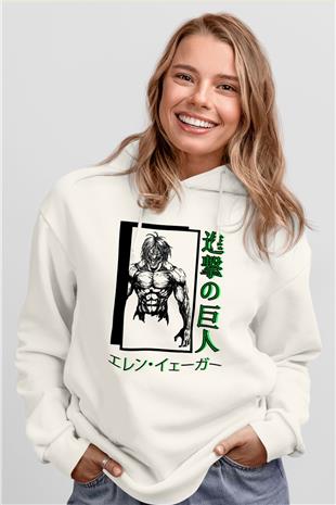 Attack On Titan Baskılı Unisex Siyah Hoodie