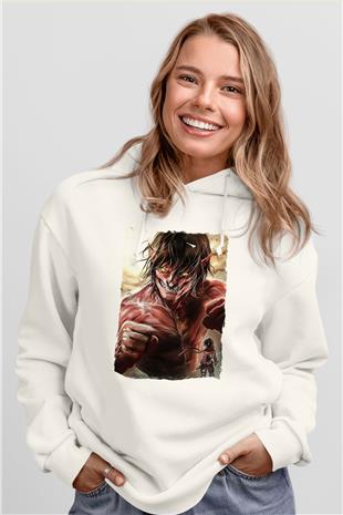 Attack On Titan Baskılı Unisex Siyah Hoodie