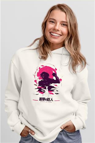 Attack On Titan Baskılı Unisex Siyah Hoodie