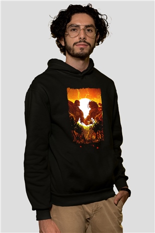 Attack On Titan Baskılı Unisex Siyah Hoodie