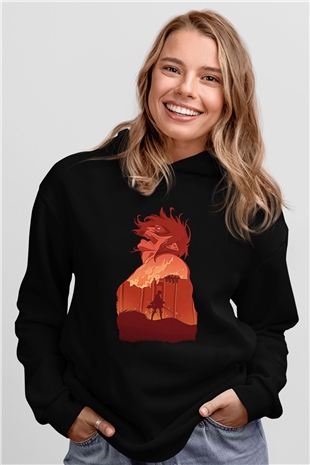 Attack On Titan Baskılı Unisex Siyah Hoodie
