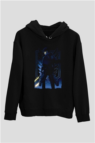 Attack On Titan Baskılı Unisex Siyah Hoodie