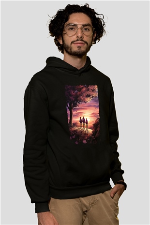 Attack On Titan Baskılı Unisex Siyah Hoodie