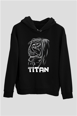 Attack On Titan Baskılı Unisex Siyah Hoodie