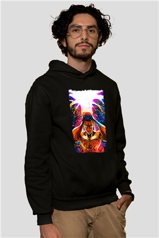 Attack On Titan Baskılı Unisex Siyah Hoodie