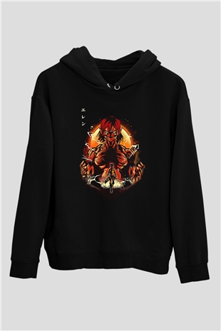 Attack On Titan Baskılı Unisex Siyah Hoodie