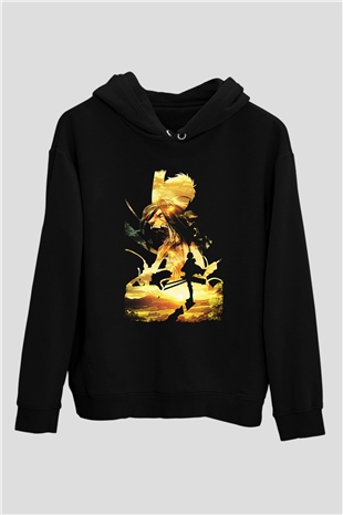 Attack On Titan Baskılı Unisex Siyah Hoodie