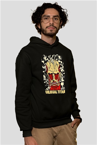 Attack On Titan Baskılı Unisex Siyah Hoodie