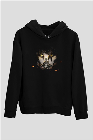 Attack On Titan Baskılı Unisex Siyah Hoodie