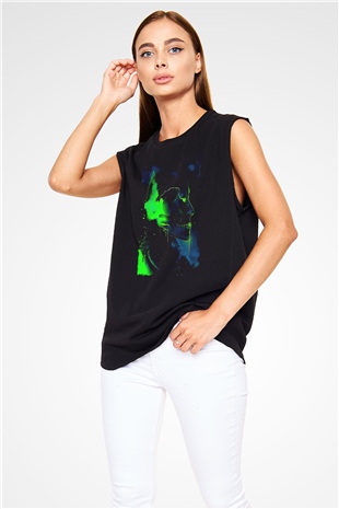 Attack On Titan Baskılı Unisex Siyah Kolsuz Tişört - Tshirt