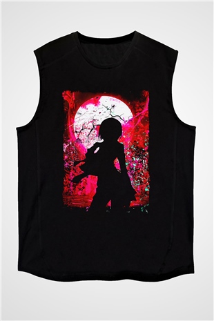 Attack On Titan Baskılı Unisex Siyah Kolsuz Tişört - Tshirt