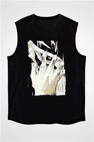 Attack On Titan Baskılı Unisex Siyah Kolsuz Tişört - Tshirt