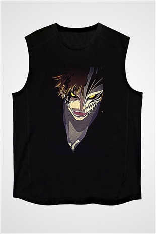 Attack On Titan Baskılı Unisex Siyah Kolsuz Tişört - Tshirt