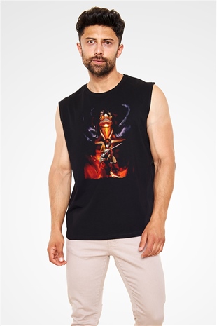 Attack On Titan Baskılı Unisex Siyah Kolsuz Tişört - Tshirt