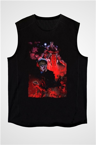 Attack On Titan Baskılı Unisex Siyah Kolsuz Tişört - Tshirt