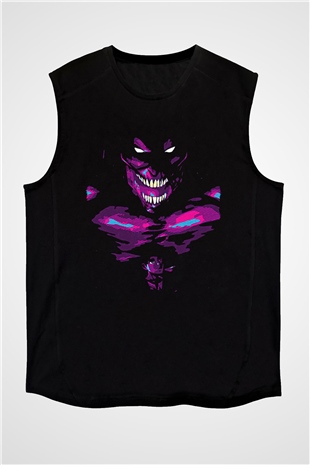 Attack On Titan Baskılı Unisex Siyah Kolsuz Tişört - Tshirt