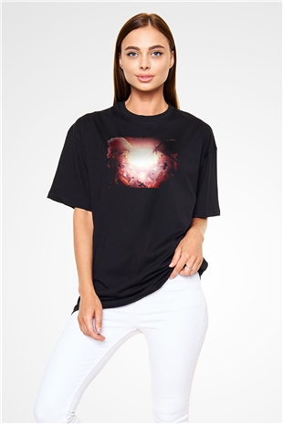 Attack On Titan Baskılı Unisex Siyah Oversize Tişört - Tshirt