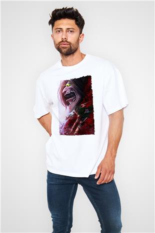 Attack On Titan Baskılı Unisex Siyah Oversize Tişört - Tshirt