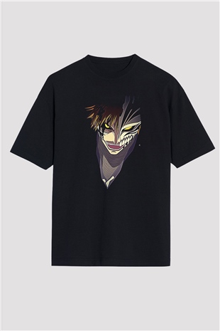 Attack On Titan Baskılı Unisex Siyah Oversize Tişört - Tshirt