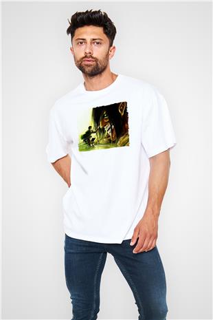 Attack On Titan Baskılı Unisex Siyah Oversize Tişört - Tshirt
