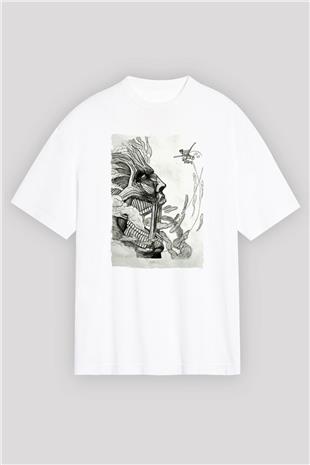 Attack On Titan Baskılı Unisex Siyah Oversize Tişört - Tshirt