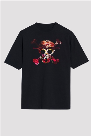 Attack On Titan Baskılı Unisex Siyah Oversize Tişört - Tshirt