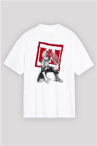 Attack On Titan Baskılı Unisex Siyah Oversize Tişört - Tshirt